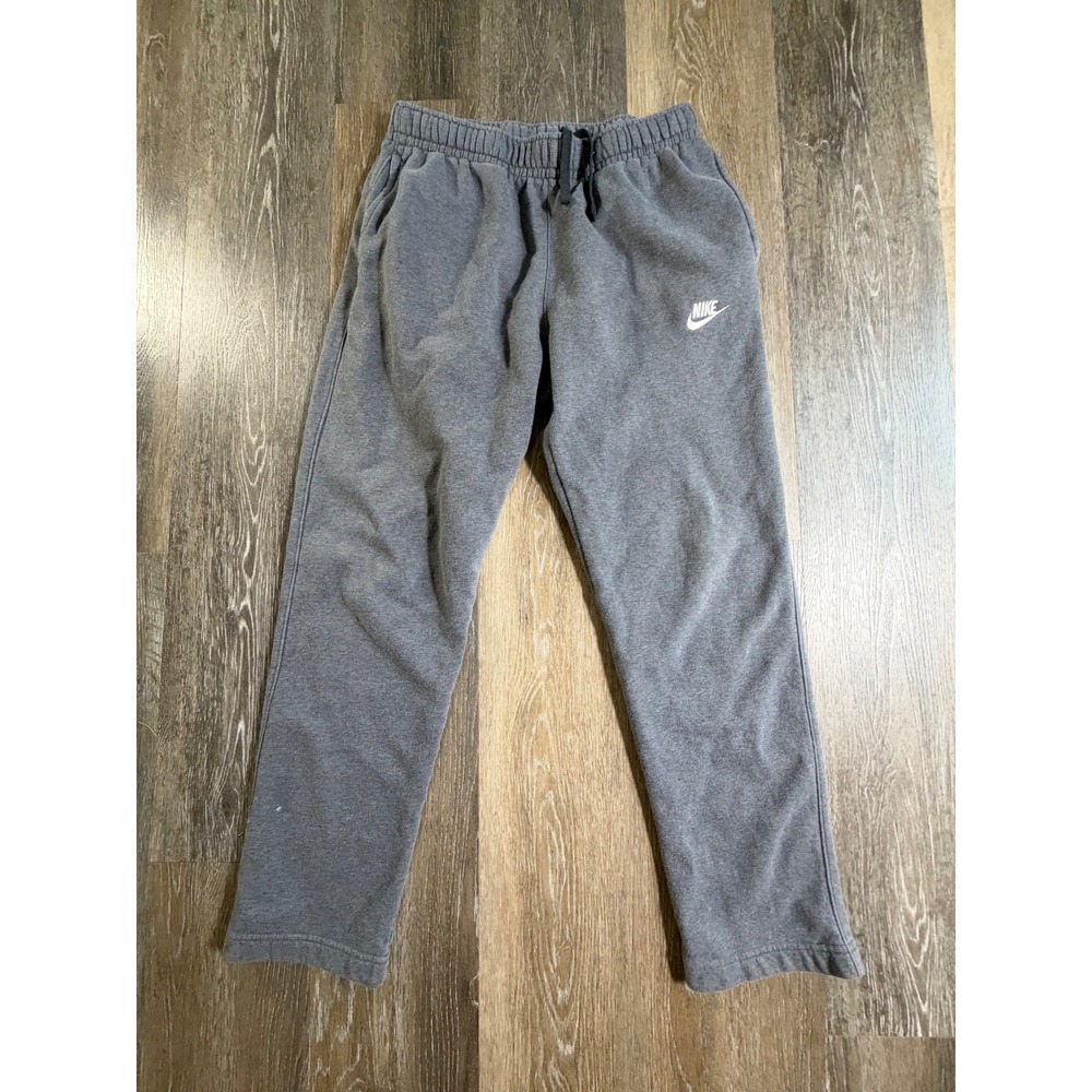 Nike Sweatpants Boys Medium Gray Fleece Straight Leg Joggers Pockets 5215